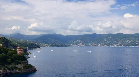 Liguria #2, panoramic view with boats Stock Footage 38782480
