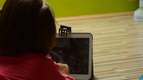 Liittle girl using tablet pc Stock Footage 41462133
