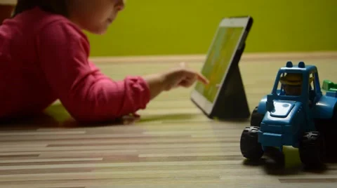 Liittle girl using tablet pc, closeup Stock Footage 41462177