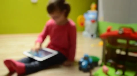 Liittle girl using tablet pc Stock Footage 41462198