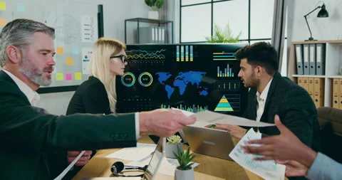 Likable confident qualified mixed race team of ecologists brainstorming together Stock Footage 160911508