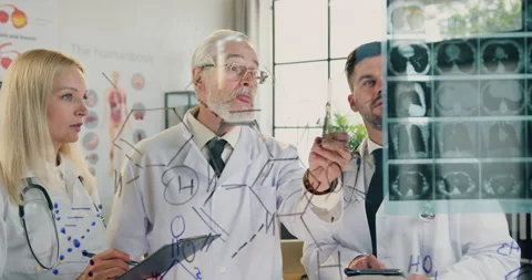 Likable respected experienced bearded main doctor holding medical council Stock Footage 160354427