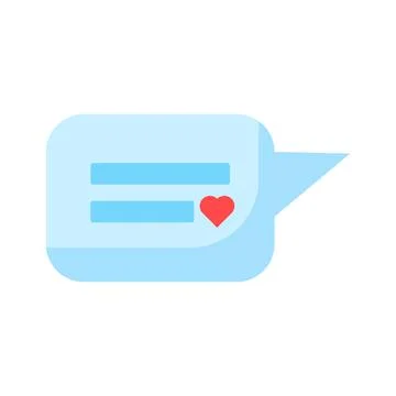 Liked message heart reaction speech bubble flat vector icon Stock Illustration
