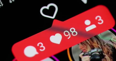 Likes and unread message notifications on Instagram Stock Footage 254371103