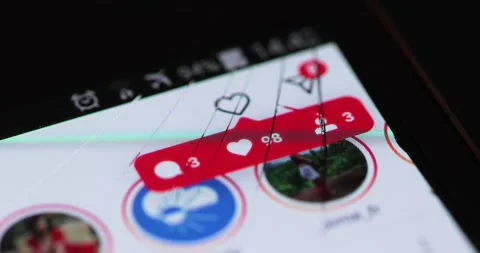 Likes and unread message notifications on Instagram Stock Footage 260363267