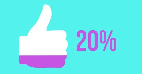 Likes progress with thumbs up shape and increasing percentage 4k Illustrazione stock