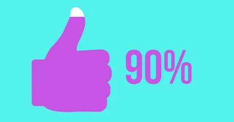 Likes progress with thumbs up shape and increasing percentage 4k Illustrazione stock