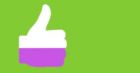 Likes progress with thumbs up symbol in pink on bright green background 4k Stock Illustration