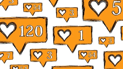 Likes set orange on white Stock Footage 114162055