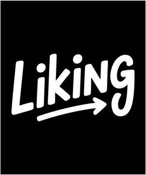 Liking-vector-typography-design-white-text-on-black-background-with-arrow Stock Illustration