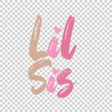 Lil Sis Brush Calligraphy Text heart stroke black white Stock Illustration