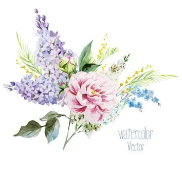 Lilac bouquet Stock Illustration