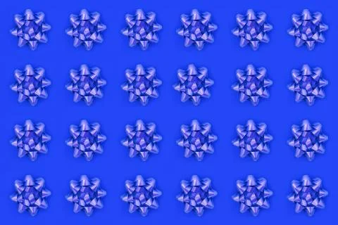 Lilac Bow Pattern on Blue Background Stock Photos