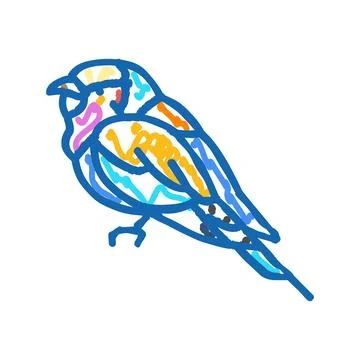 Lilac breasted roller bird exotic icon doodle illustration Stock Illustration