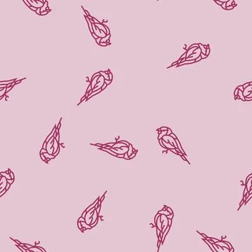 Lilac breasted roller bird exotic line seamless pattern Illustrazione stock