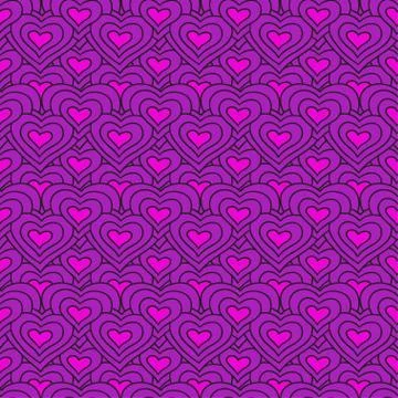 Lilac chain of hearts vector seamless pattern Illustrazione stock