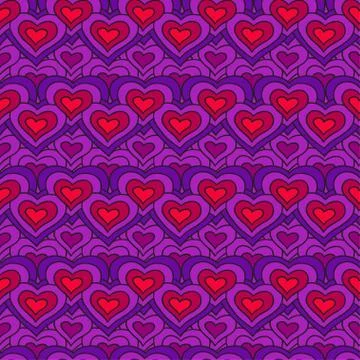 Lilac chain of hearts vector seamless pattern イラスト素材
