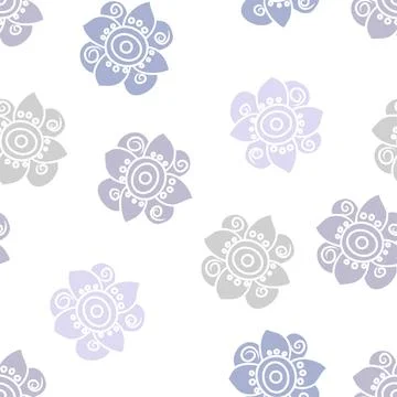 Lilac Colored Scattered Floral Pattern On White Stock Illustration
