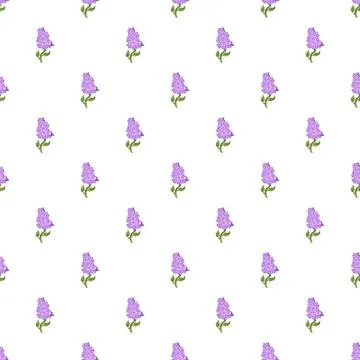 Lilac flower repeating pattern on a white background Stock Illustration