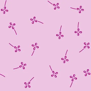 Lilac flower spring glyph vector seamless pattern 스톡 일러스트