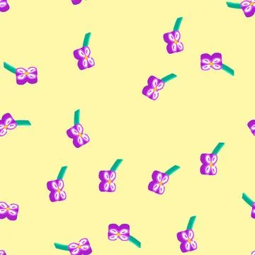 Lilac flower spring isometric icon seamless pattern Stock Illustration