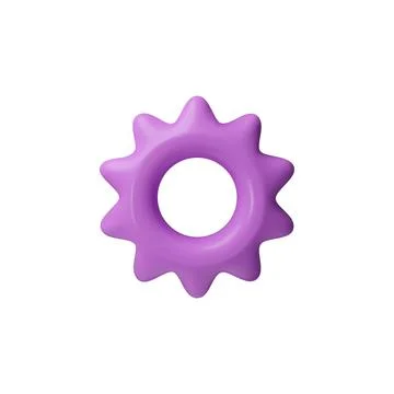 Lilac gear tool 3D vector design, mechanism wheel, cogwheel construction element Ilustração Stock