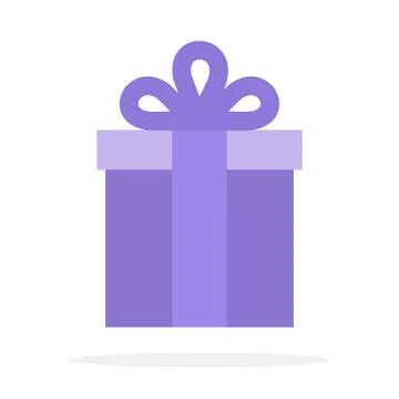 Lilac gift box vector flat material design isolated object on white background. Stock Illustration