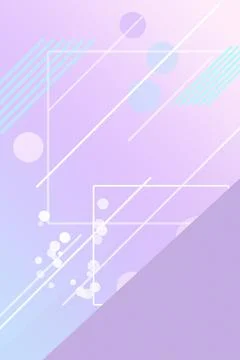 Lilac gradients with overlapping rectangular frames, floating dots, and dia.. Illustrazione stock
