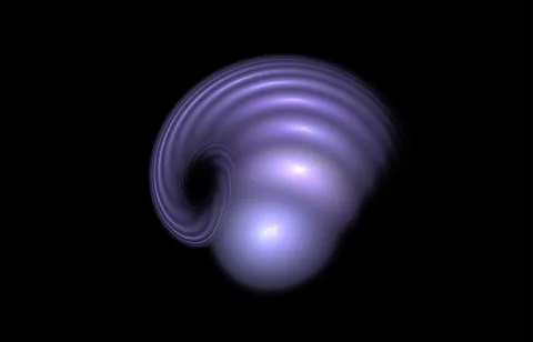 Lilac graphic drawing of a seashell on a black background Illustrazione stock