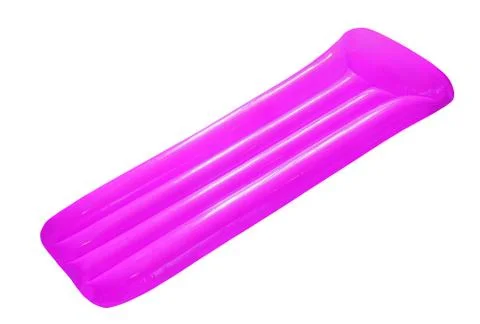 Lilac inflatable floating pool raft mattress isolated on white. Stock Photos