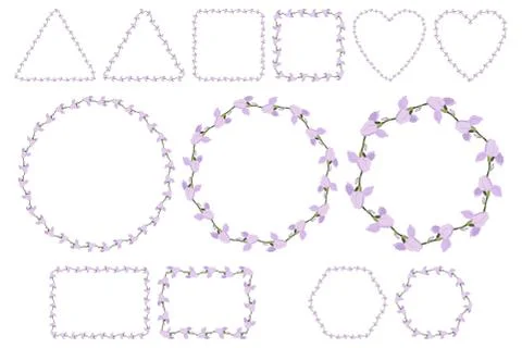 Lilac iris flower wreath for packaging design, wedding invitation, greeting card Stock Illustration