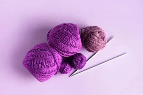 Lilac knitted wool Stock Photos