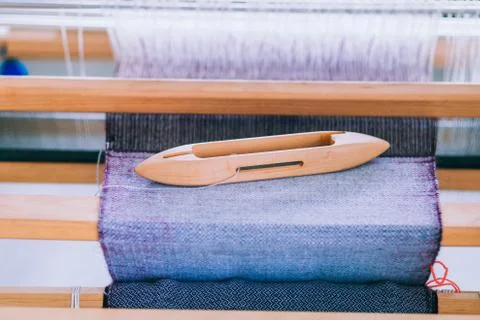 Lilac linen in the northern loom Stock Photos