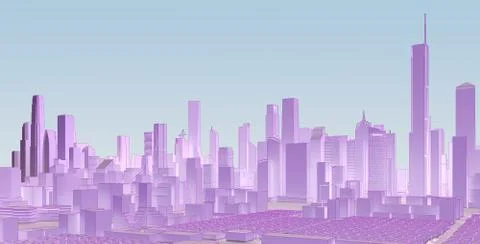Lilac low poly cityscape Stock Illustration