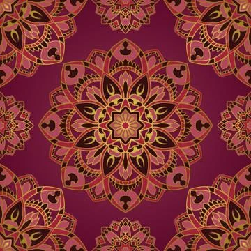 Lilac pattern of mandalas. Stock Illustration