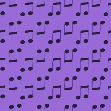 Lilac seamless pattern music notes on purple, vector illustration for textile 스톡 일러스트