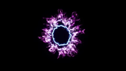 Lilac shock wave explosion design element in motion on black Stock Footage 304364327