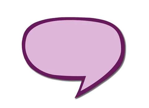 Lilac speech bubble as a cloud with purple border isolated on white backgroun Stock Photos