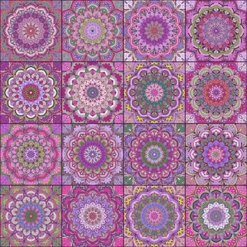 Lilac Square Tile Boho Pattern Illustrazione stock