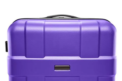 Lilac suitcase plastic. upper part of the handle Stock Photos