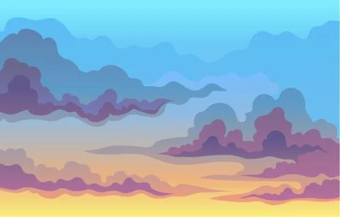 Lilac thin wavy clouds on the sky. Vector illustration. Stock Illustration