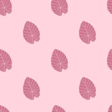 Lilac tones seamless botanic pattern with simple leaf ornament. Doodle floral 스톡 일러스트