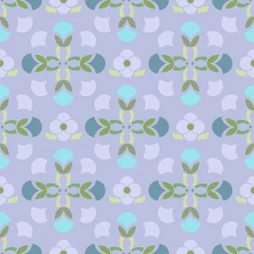 Lilac Vector Floral Geometric Repeat Pattern Stock Illustration