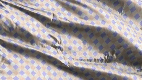Lilac white peach small diagonal french checkered pattern textile fabric slow Stock Footage 197308668