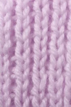 Lilac Wool Knitting Texture. Vertical Across Weaving Crochet Detailed Rows. S Stock Photos