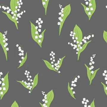 Lilies of the valley flower seamless pattern. Stock Illustration