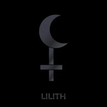 Lilith ?sign. False moon, demon goddess. Protective amulet for witches. Esoteric Stock Illustration