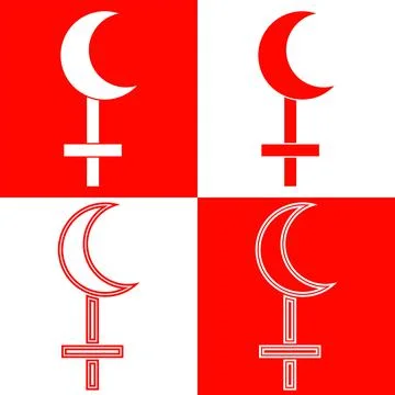 Lilith symbol set. False moon, demon goddess. Protective amulet for witches Stock Illustration