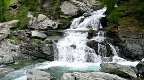 Lillaz, waterfall in Italy Stock Footage 52115877