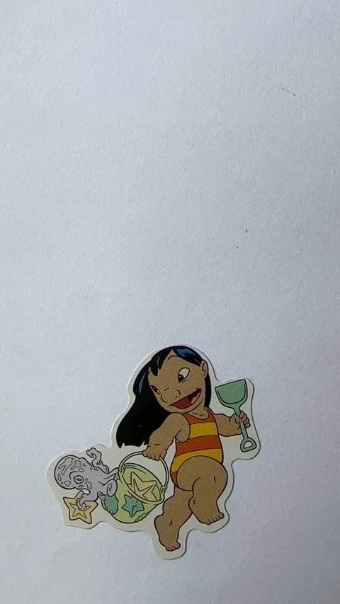 Lilo and Stitch Cartoon Characters, Stickers Displayed on White Background. Stock Footage 312865883